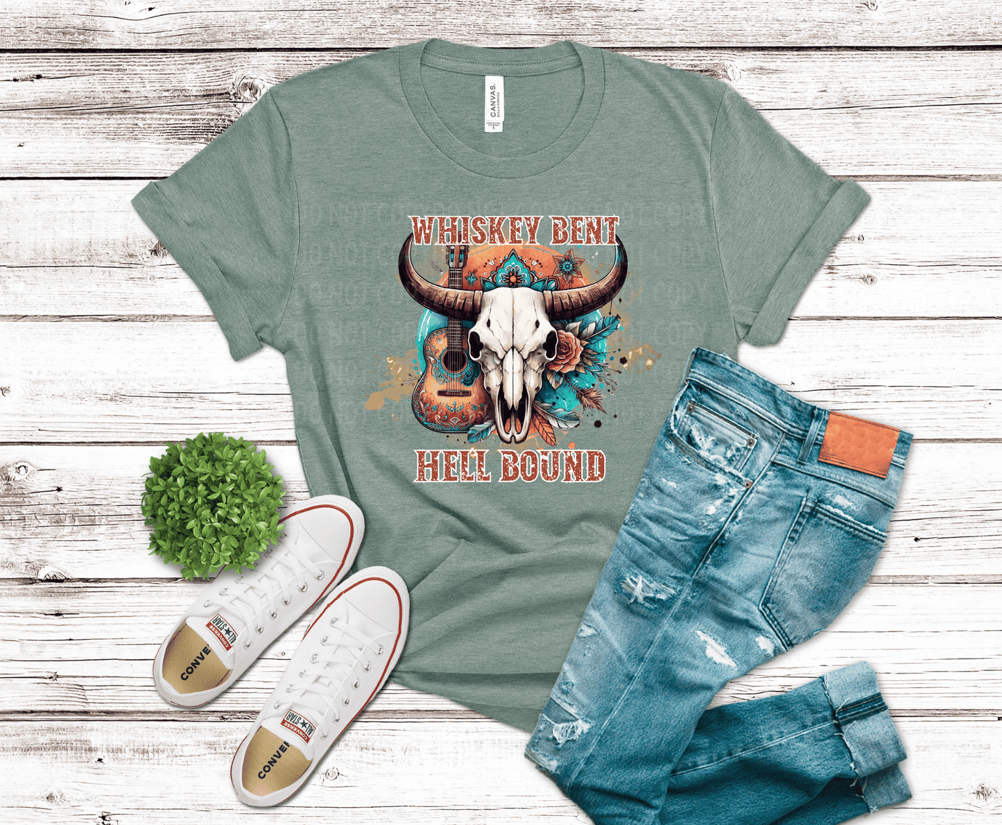 Whiskey Bent Bull Skull | DTF