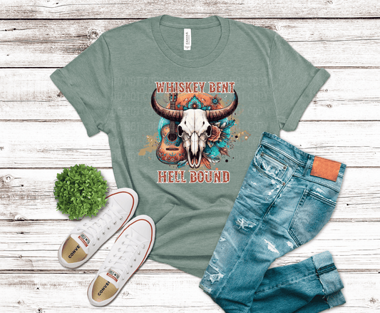 Whiskey Bent Bull Skull | DTF