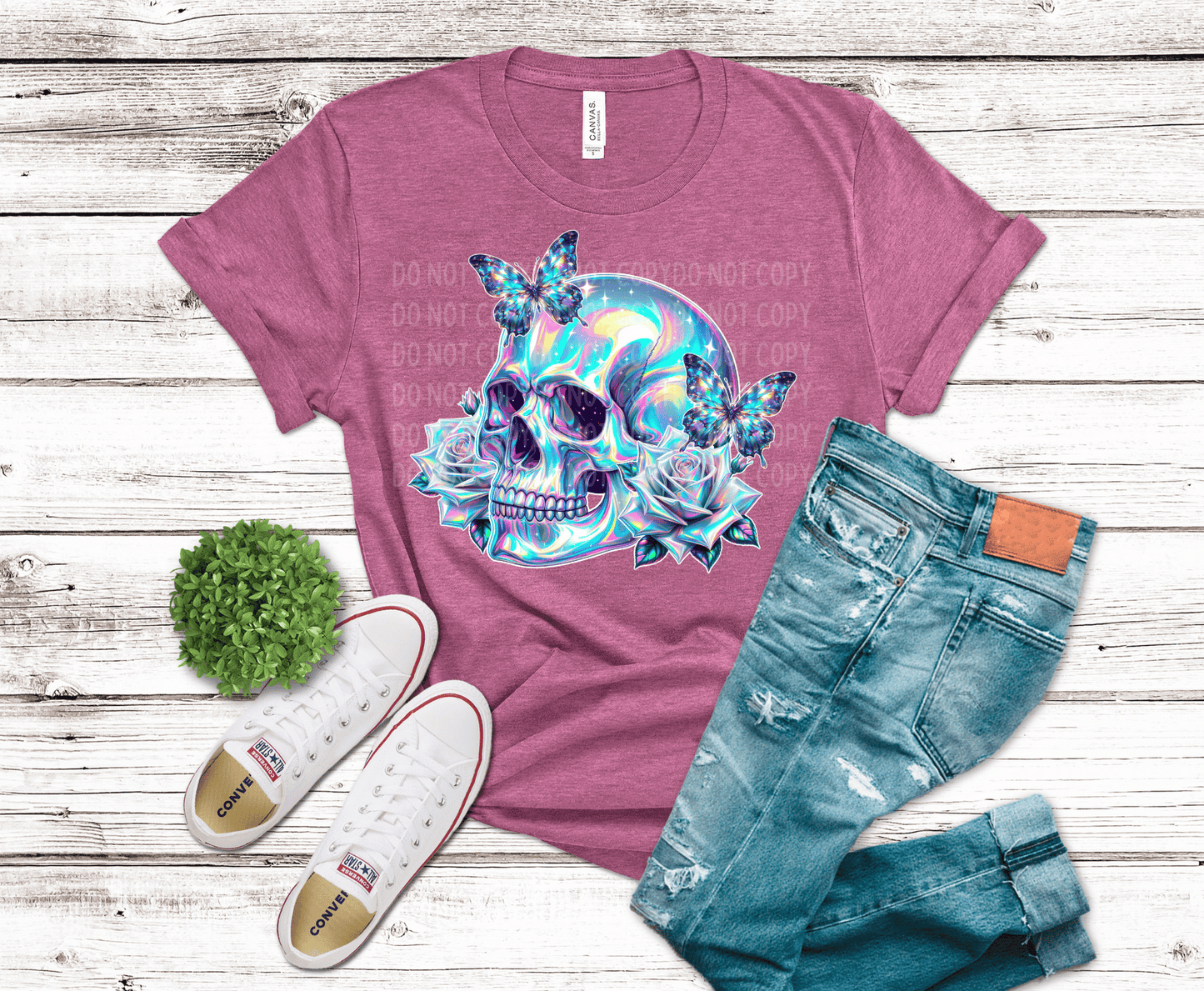 Holographic Skull Butterfly | DTF