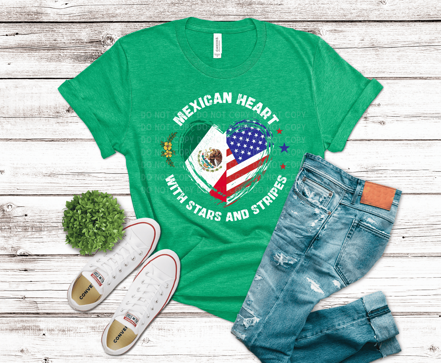 Mexican Heart Stars and Strips | DTF Heat Transfers