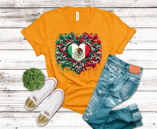 Mexican Floral Heart | DTF Heat Transfers
