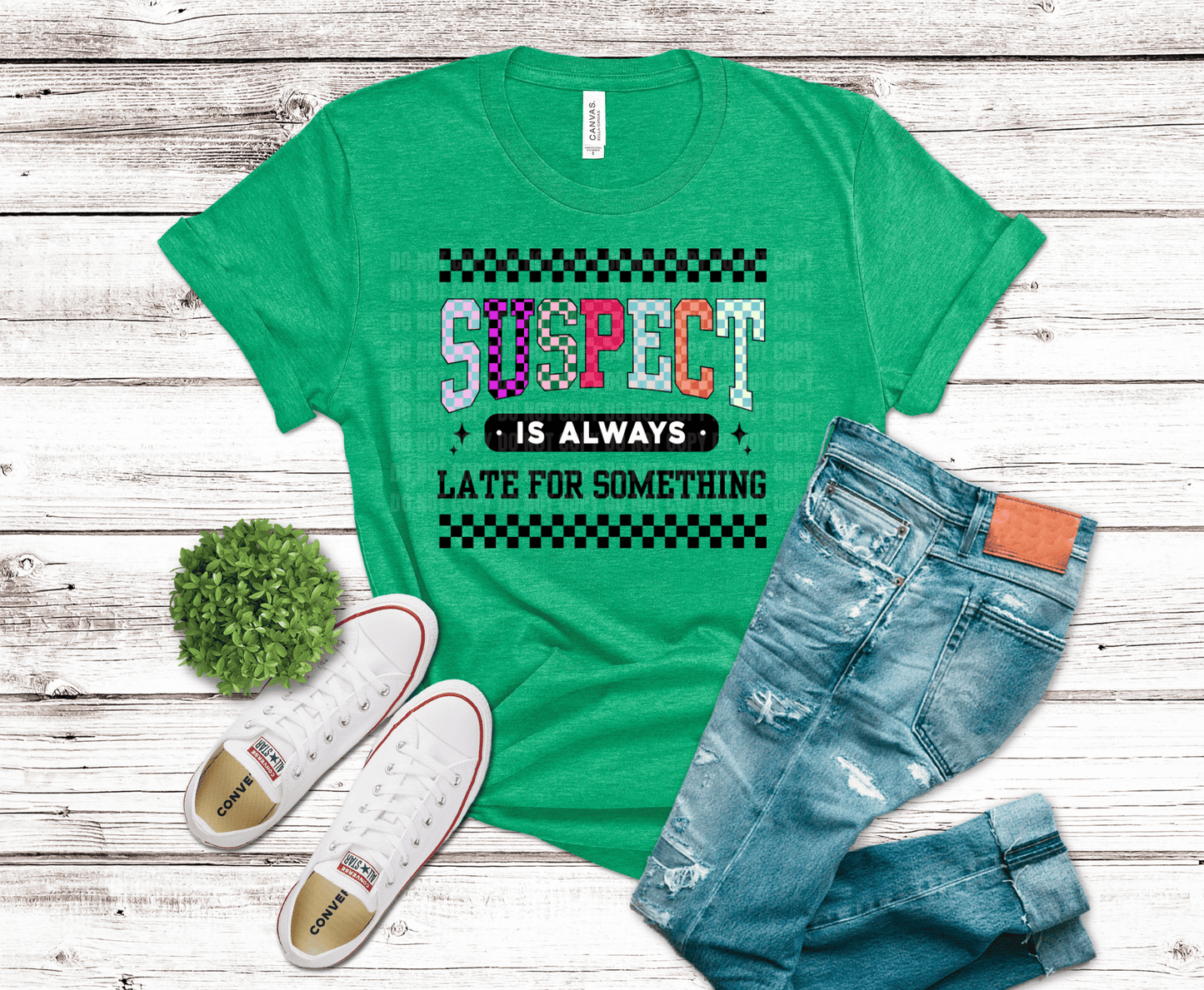 Premade DTF Transfer Gang Sheet For Graphic Tees | Suspect