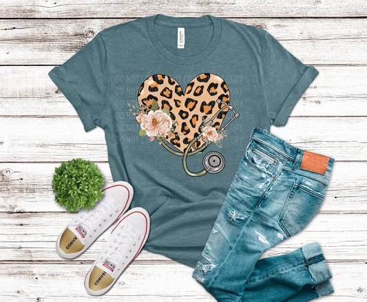 Leopard Heart Nurse | DTF Heat Transfer