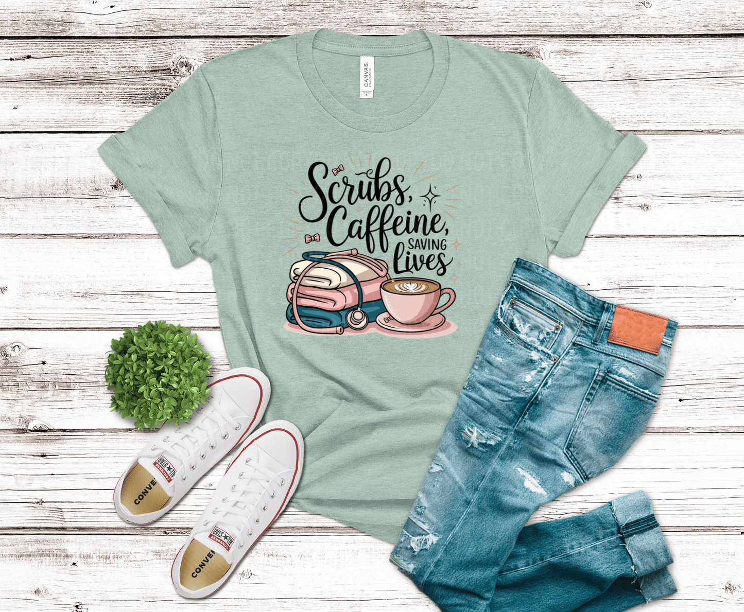 Scrubs, Caffine and Saving | DTF Heat Transfer