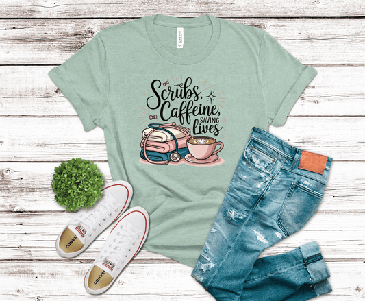 Scrubs, Caffine and Saving | DTF Heat Transfer