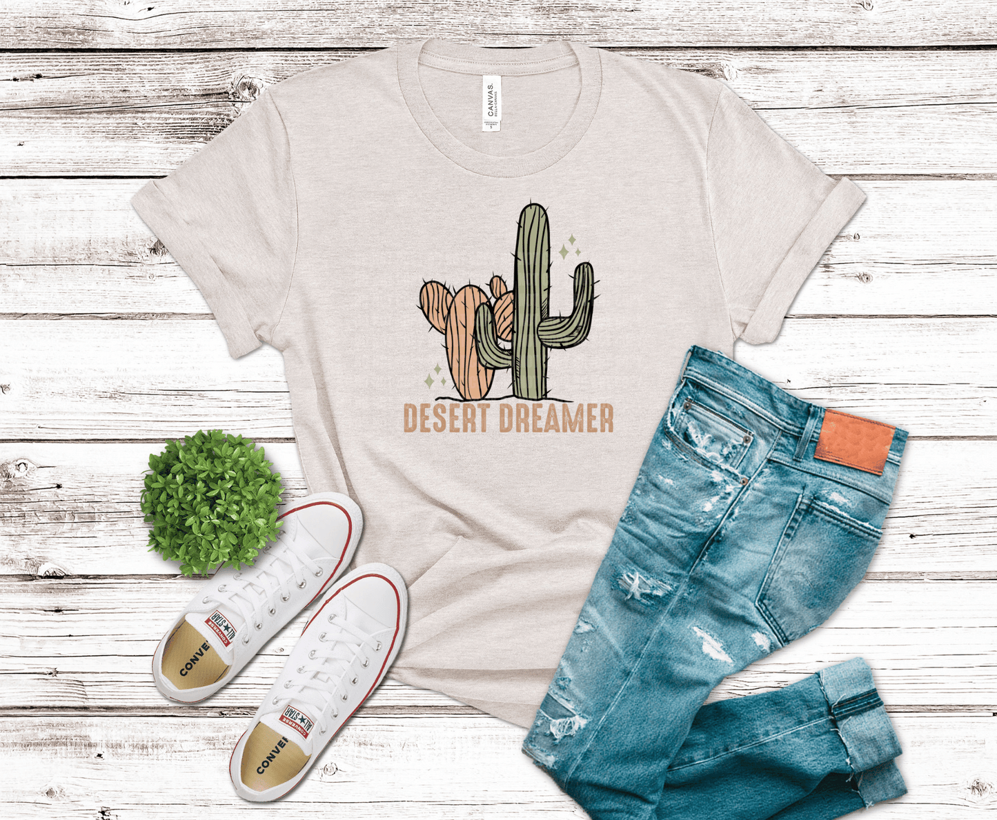 Cactus desert design with text Desert Dreamer.