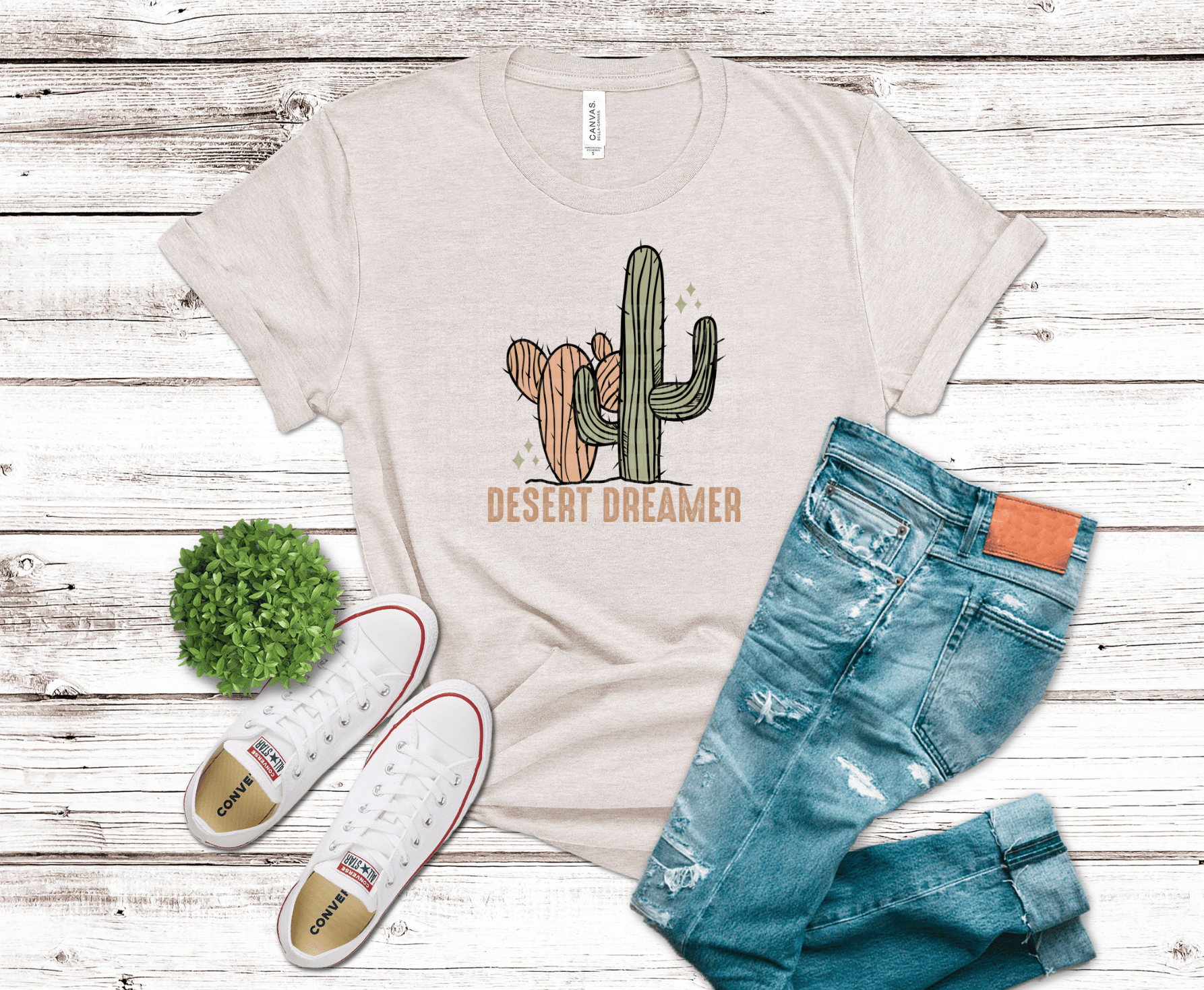 Cactus desert design with text Desert Dreamer.