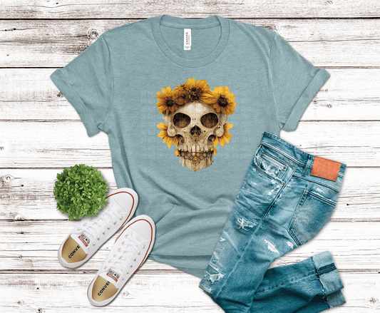 Sunflower Crown Skull | DTF Heat Transfer
