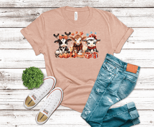 Hallothanksmas Cows | DTF Heat Transfer