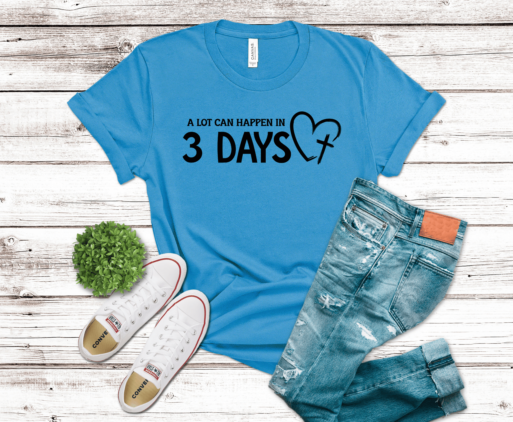 A Lot Can Happen In 3 Days Christian design DTF transfer, ready to press heat transfer for religious shirts