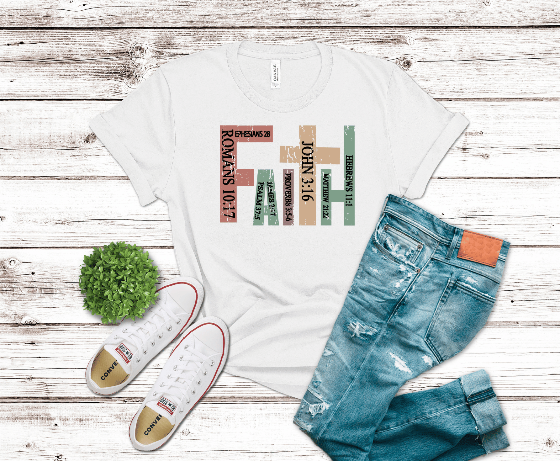 Faith Scriptures Bible verses collage DTF transfer, ready to press heat transfer for Christian shirts