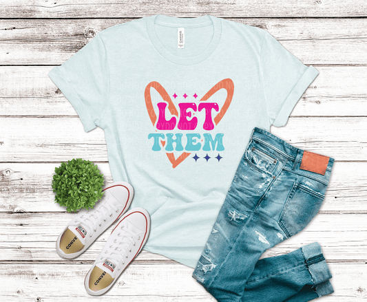 Let them retro typography with heart outline colorful minimalist self love design