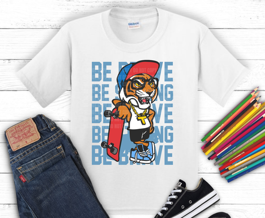 Be Brave skateboard kid DTF transfer, ready to press heat transfer for kids shirts