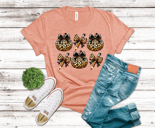 Leopard Pencil & Pumpkins | DTF Heat Transfer