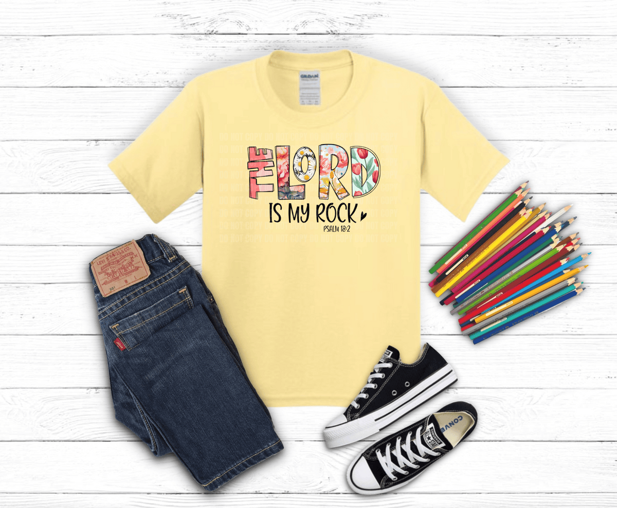 The Lord Is My Rock DTF transfer, ready to press heat transfer for Christian shirts