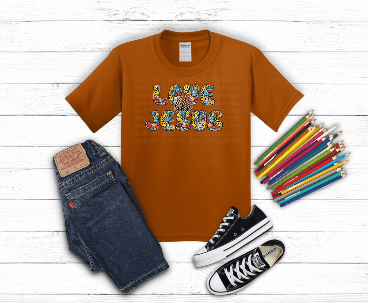 Love Like Jesus DTF transfer, ready to press heat transfer for Christian shirts