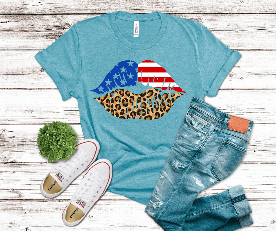 USA Flag Leopard Lips | DTF