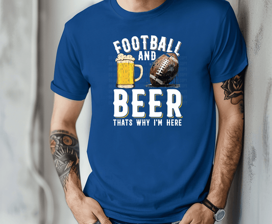 Football And Beer mug and football DTF transfer, ready to press heat transfer for game day shirts