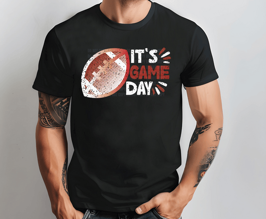 Game Day Football DTF transfer with football graphic, ready to press heat transfer for game day shirts