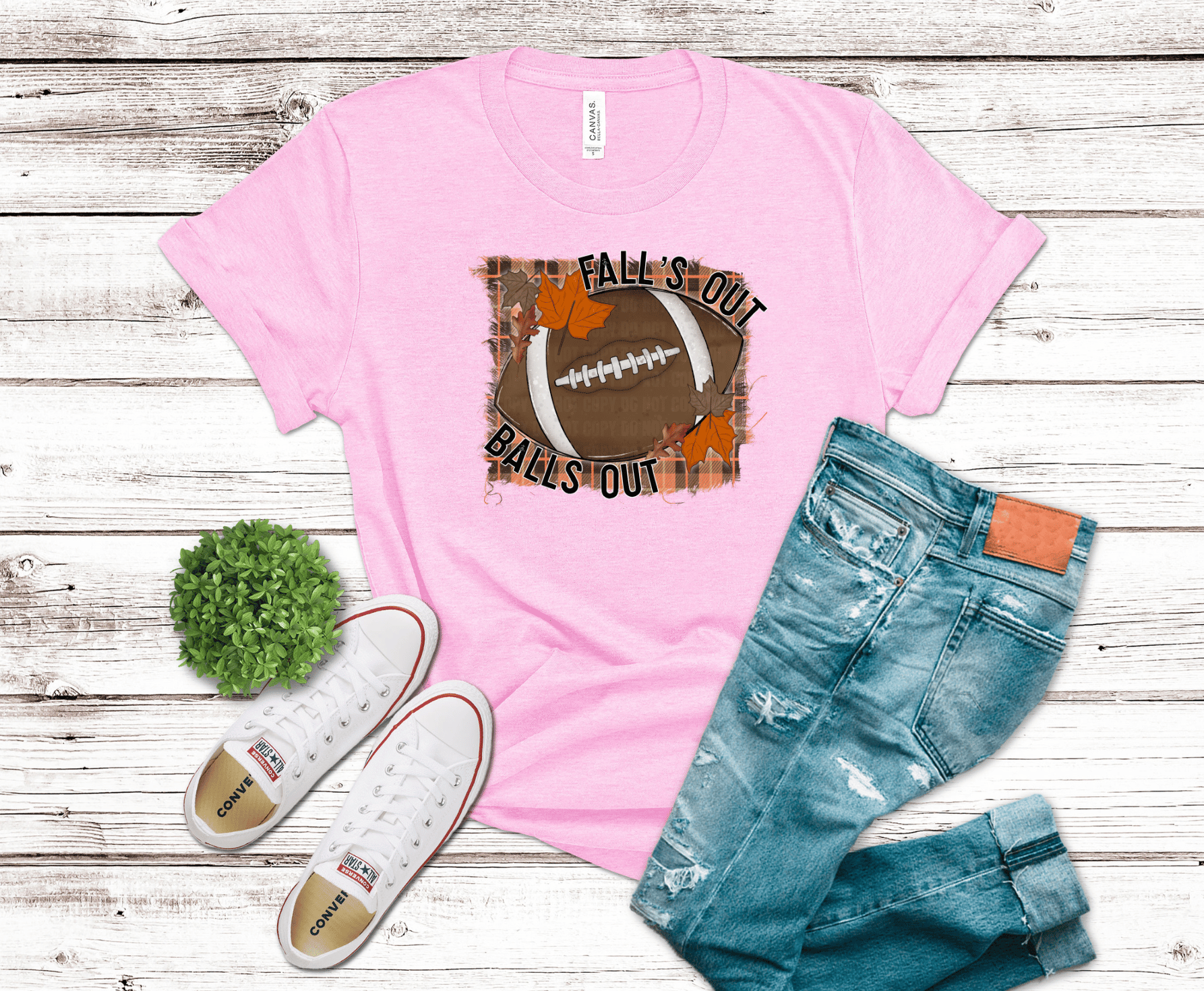 Falls Out Balls Out football and autumn leaves DTF transfer, ready to press heat transfer for football shirts