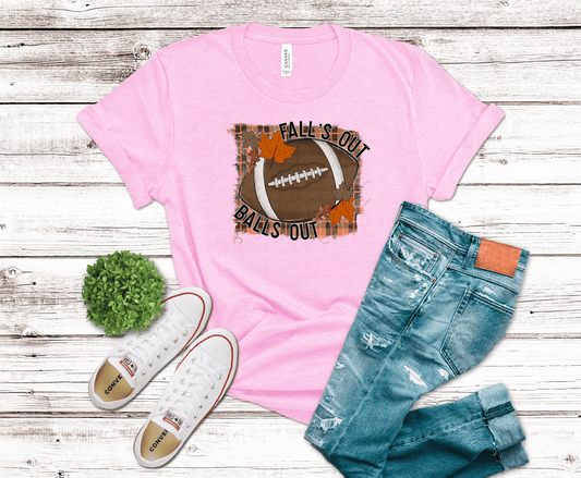 Falls Out Balls Out football and autumn leaves DTF transfer, ready to press heat transfer for football shirts