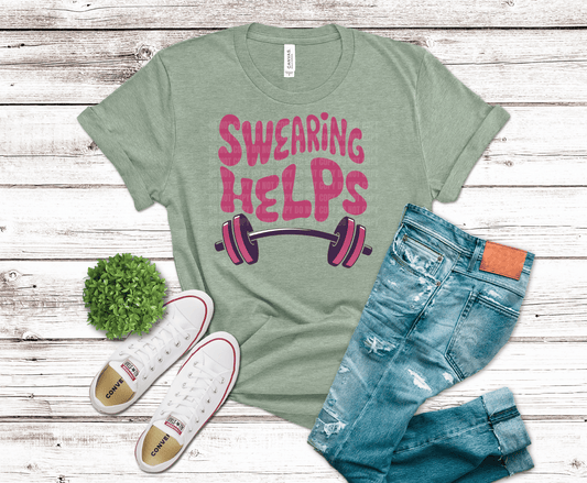 Swearing Helps DTF transfer, ready to press heat transfer for gym shirts