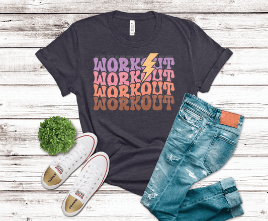 Work It Workout Lightning DTF transfer, ready to press heat transfer for gym shirts