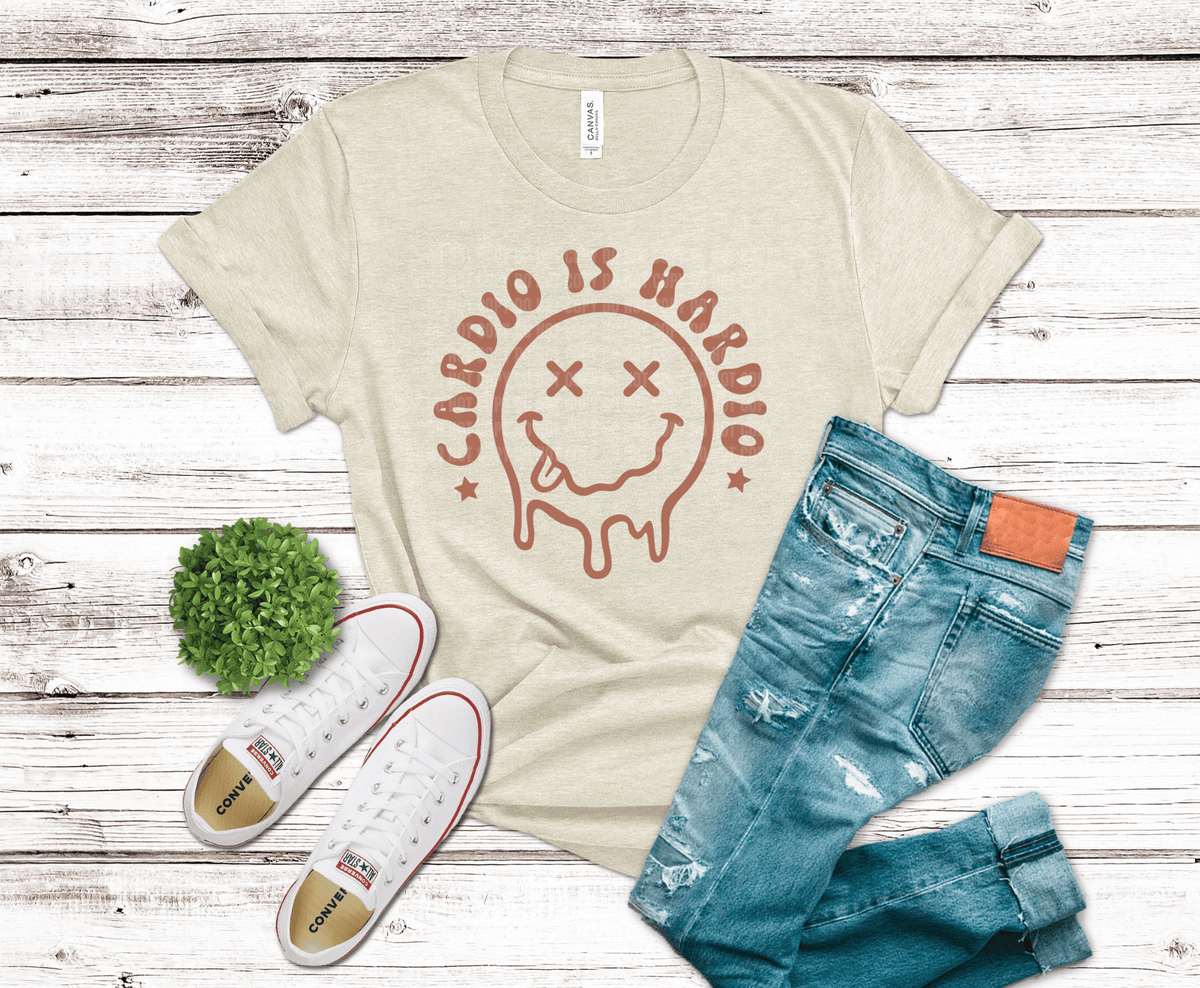 Cardio is Hardio DTF transfer, ready to press heat transfer for gym shirts