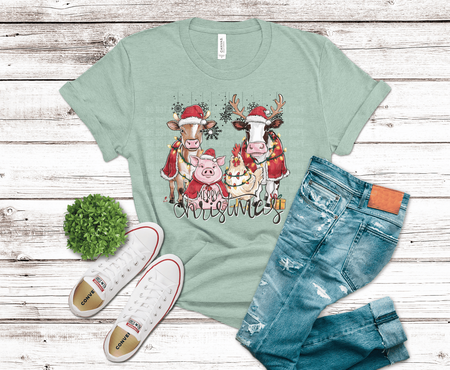 Premade DTF Transfer Gang Sheet For Graphic Tees | Christmas Farm Life