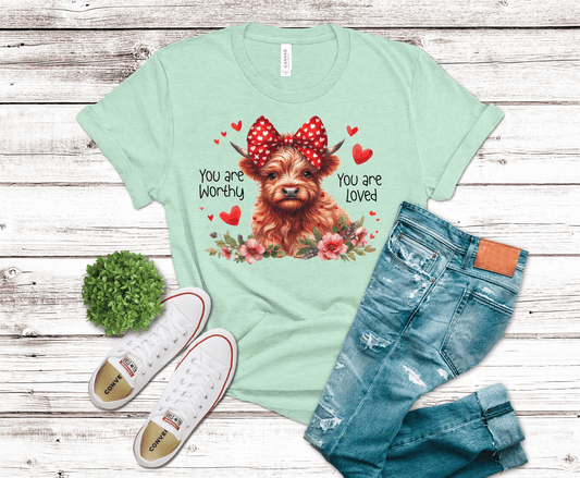 Red Bow Highland Cow | DTF Heat Transfer