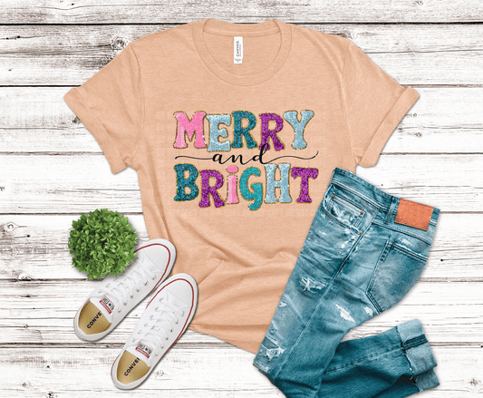 Merry & Bright Faux Patch | DTF Heat Transfer