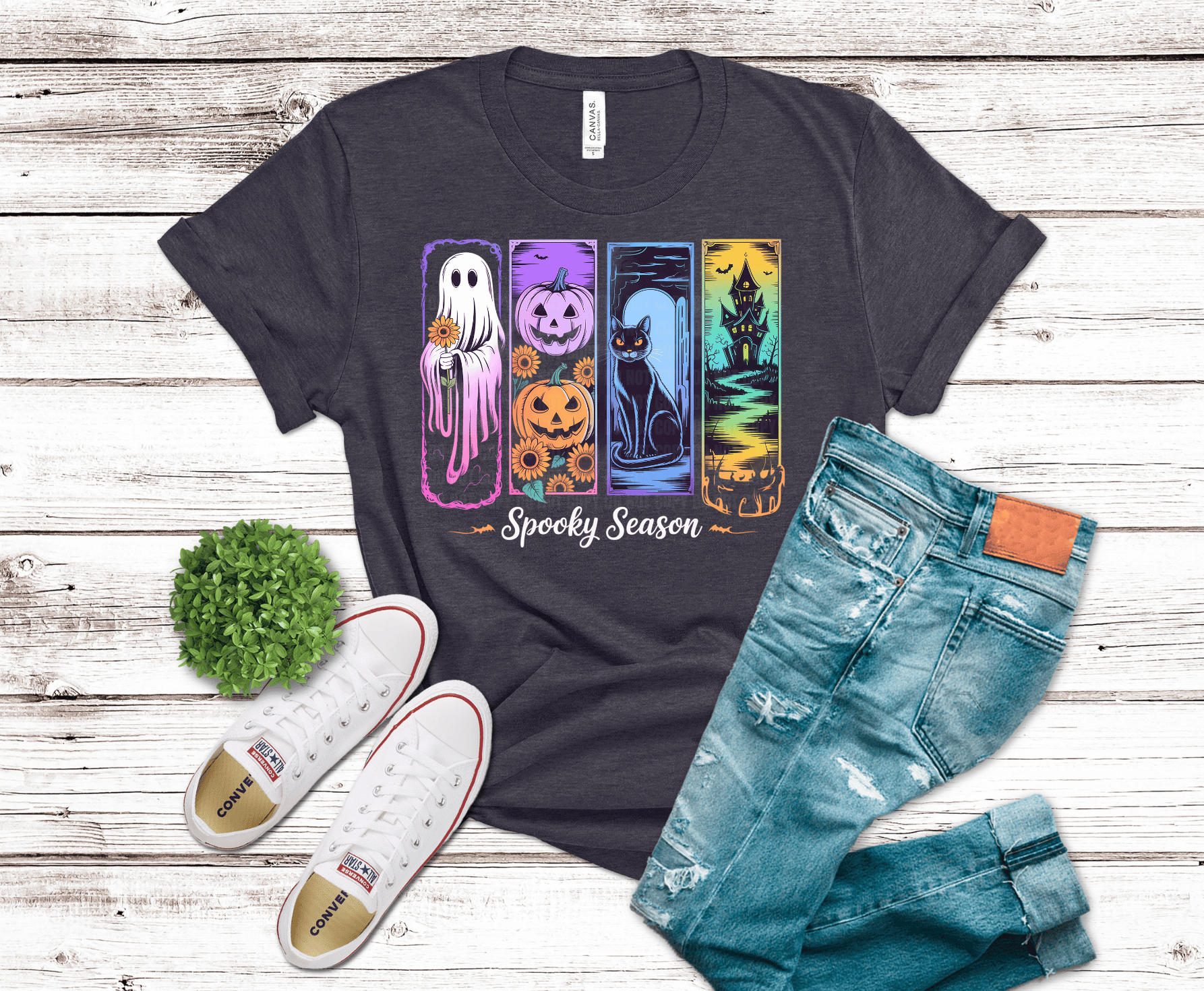 Spooky Season Panels DTF transfer, ready to press heat transfer for Halloween shirts