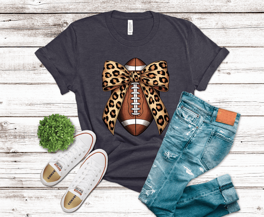 Leopard Bow Football | DTF Heat Transfer