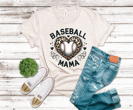 Baseball Mama Leopard Heart | DTF Heat Transfer