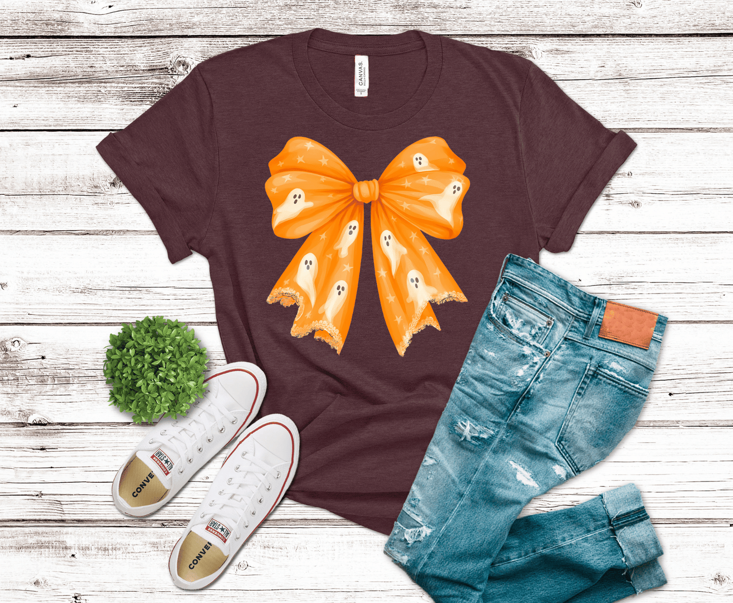 Orange Ghost Bow | DTF Heat Transfer