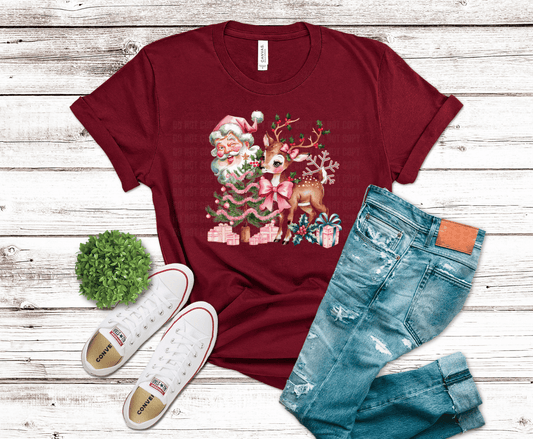 Vintage Pink Christmas | DTF Heat Transfer