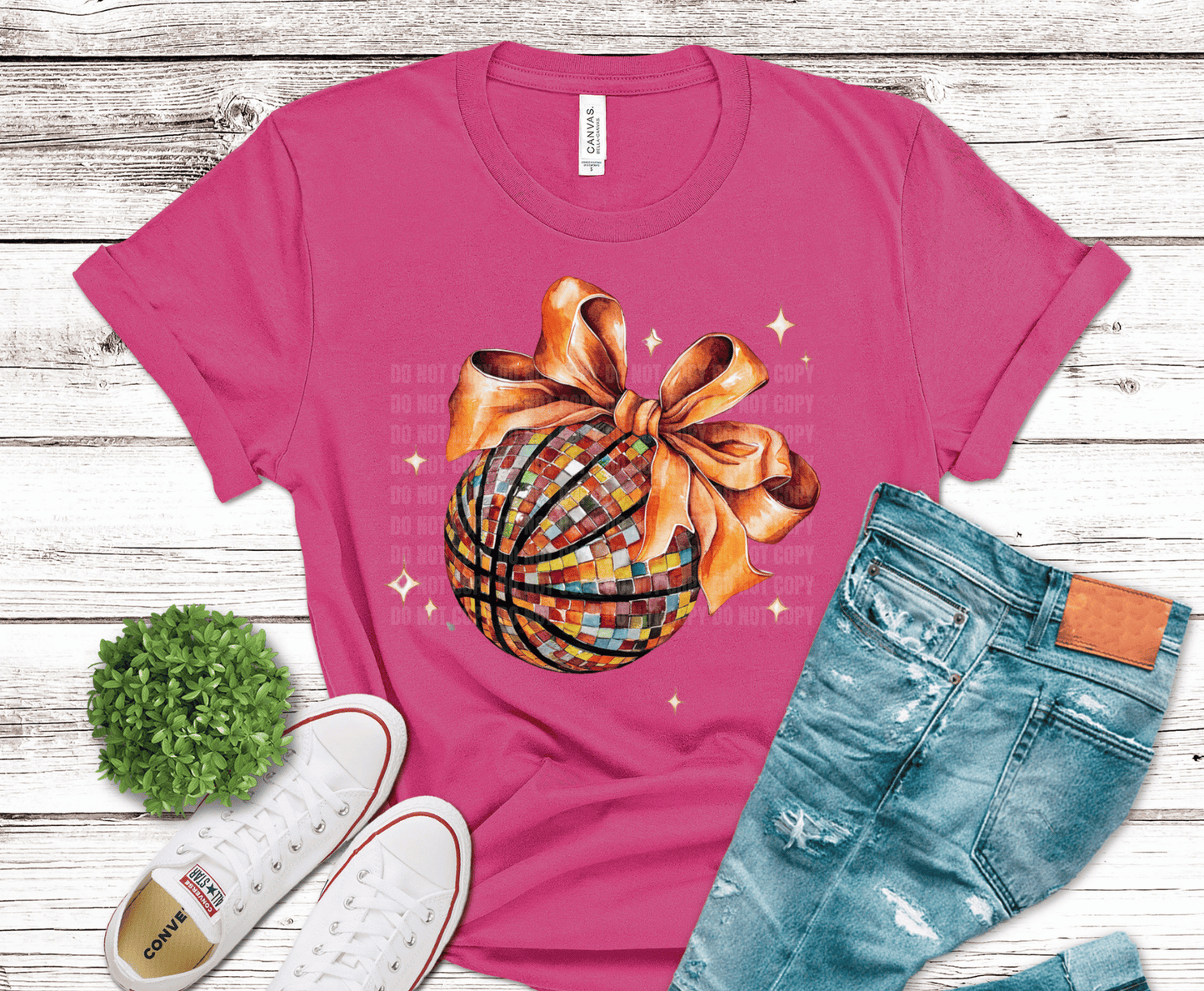 Basketball Glitter Bow | DTF Heat Transfer