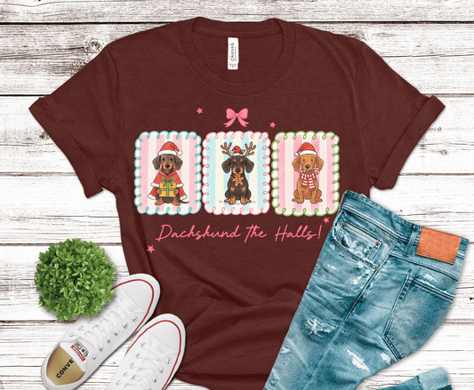 Dachshund The Halls | DTF Heat Transfer