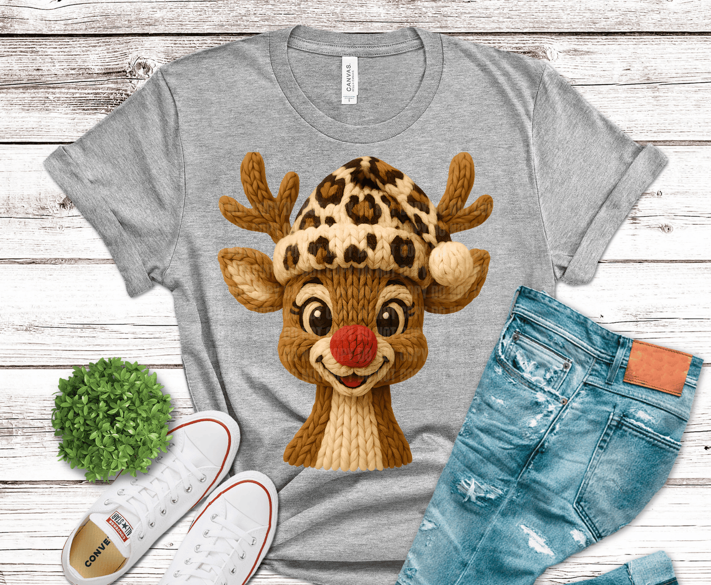 Cheetah Yarn Reindeer | DTF Heat Transfer