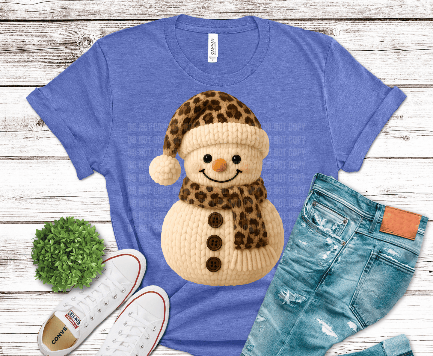 Cheetah Yarn Snowman | DTF Heat Transfer