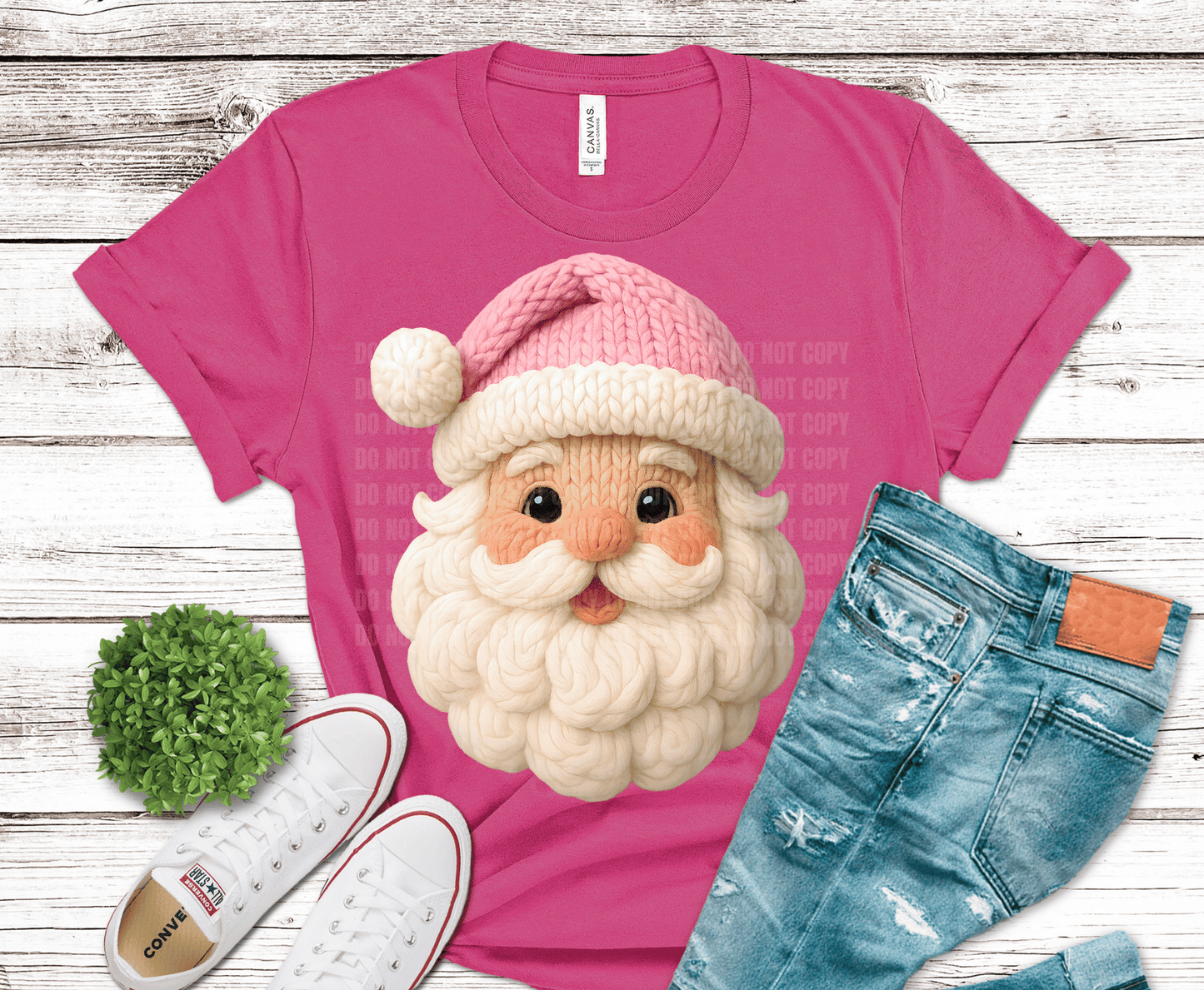 Pink Yarn Santa | DTF Heat Transfer