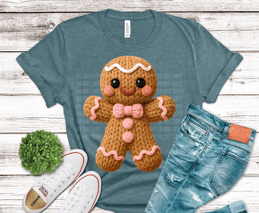 Pink Yarn Gingerbread | DTF Heat Transfer