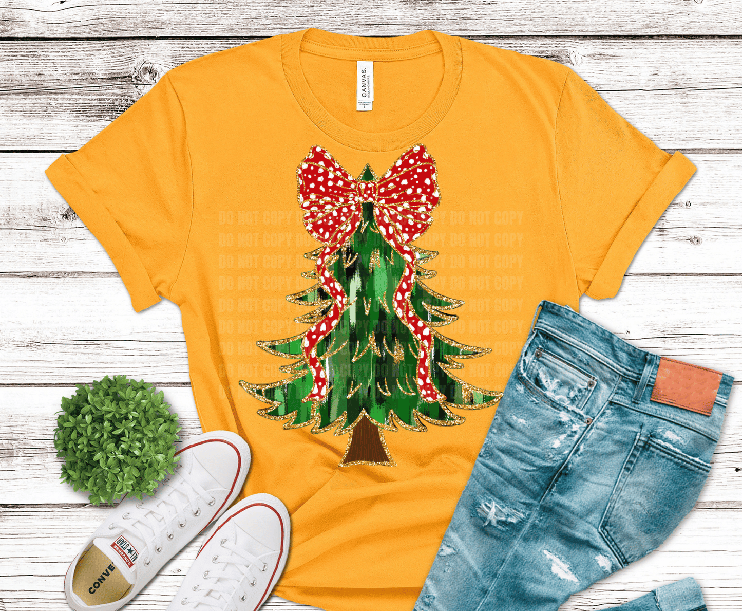 Red Bow Christmas Tree | DTF Heat Transfer