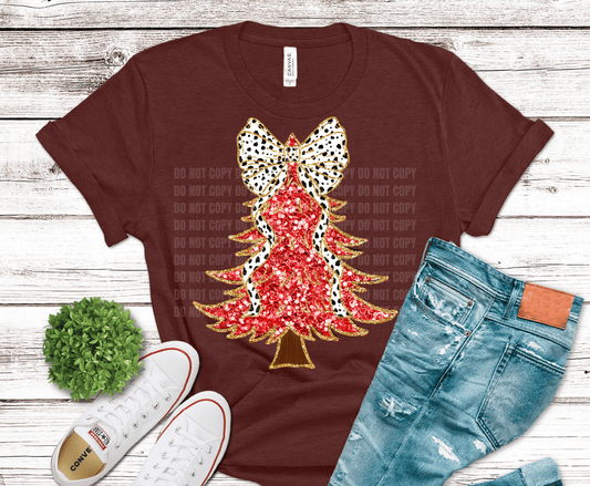 Red Glitter Tree | DTF Heat Transfer
