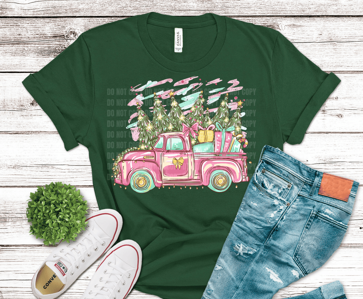 Pink Christmas Truck | DTF Heat Transfer
