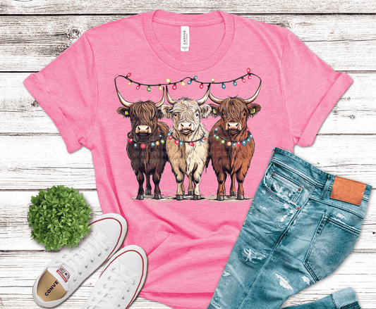 Christmas Light Cows | DTF Heat Transfer