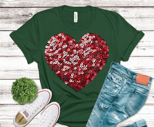 Sequin Heart | DTF Heat Transfer
