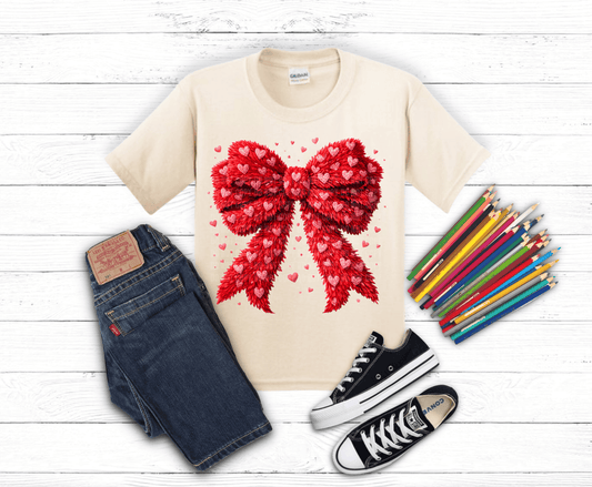 Fuzzy Heart Bow | DTF Heat Transfer