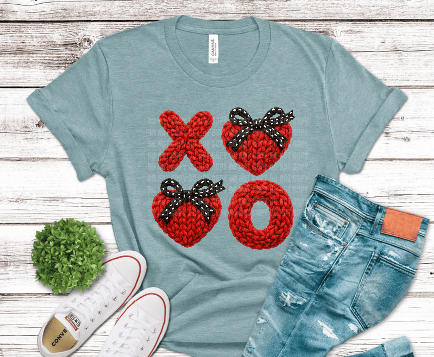 Crochet XO Valentines Day Hearts | DTF Heat Transfer
