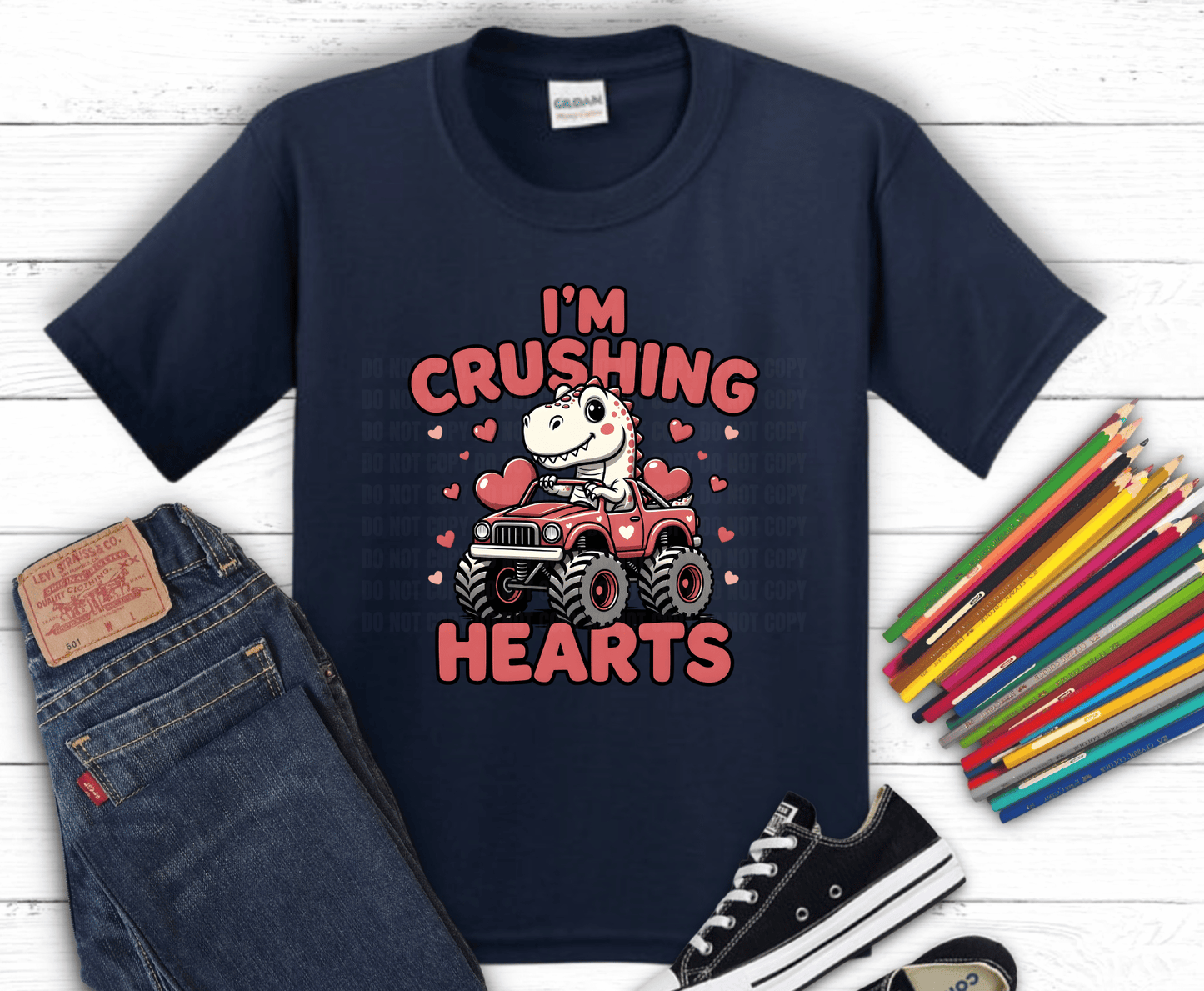 Kids Valentines Day Monster Truck | DTF Heat Transfer
